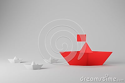 Innovation and leadership, white and red ships Stock Photo