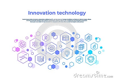 Innovation line concept. Laboratory research, creative technology invention abstract business concept. Technology poster Vector Illustration