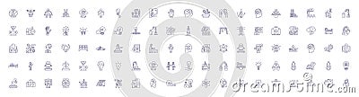 Innovation management line icons signs set. Design collection of Innovate, Manage, Create, Visionary, Change, Develop Vector Illustration