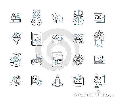 Innovation planning line icons collection. Creativity, Disruption, Ideation, Iteration, Progression, Breakthrough Vector Illustration