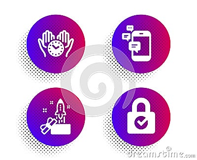 Innovation, Safe time and Communication icons set. Password encryption sign. Vector Vector Illustration