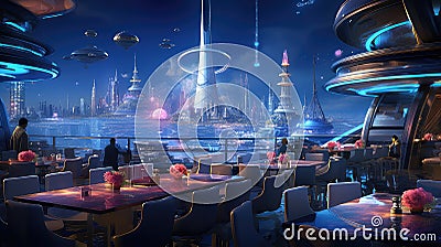 innovation space restaurant background Cartoon Illustration