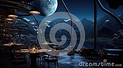 innovation space restaurant background Cartoon Illustration