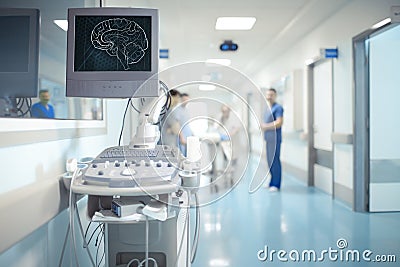 Innovation technologies in hospital on the background of doctors Stock Photo
