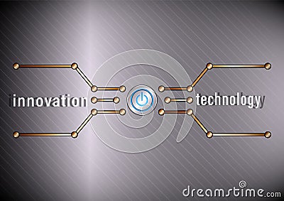 Innovation technology. Power button and polygonal line on metal background Vector Illustration