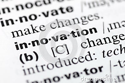 Dictionary definition of word innovation, close-up Stock Photo
