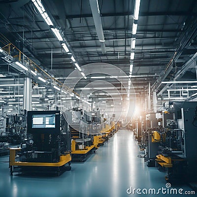 Innovative Automation: Exploring the Inner Workings of a Robotic Factory, Generative AI Stock Photo