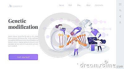 Genetic engineering landing page concept Vector Illustration