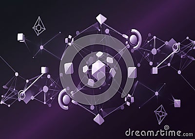 Innovative Blockchain Technology Backdrop Featuring Digital Ledgers and Data Security Elements Stock Photo