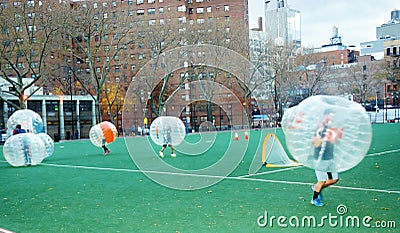 Innovative bubble soccer manhattan new york Editorial Stock Photo