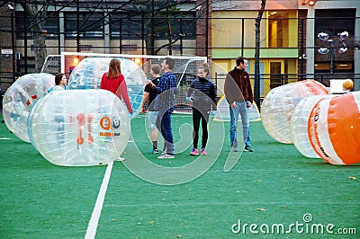 Innovative bubble soccer manhattan new york Editorial Stock Photo