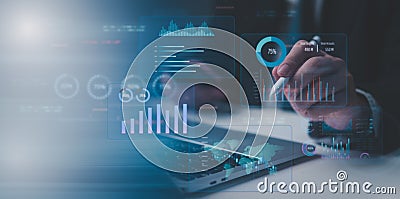 innovative business dashboards data analysis kpi financial digital erp performance UI report system Stock Photo
