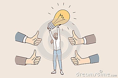 Innovative business idea and approval concept Vector Illustration