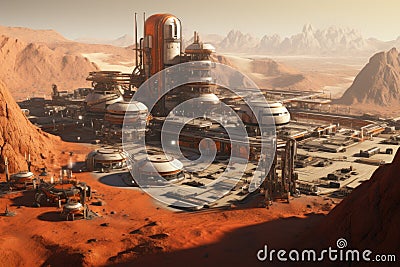 Innovative Colony base Mars. Generate Ai Stock Photo