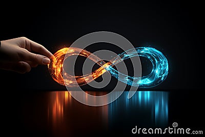 Innovative communication Virtual reality infinity symbol represents global community connection Stock Photo