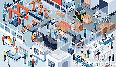 Industry 4.0, automation and innovation Vector Illustration