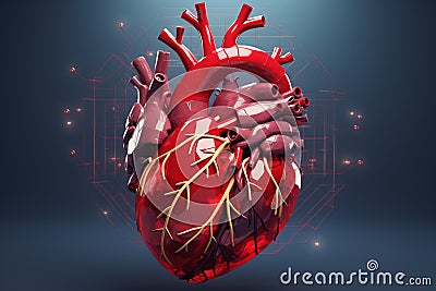 Innovative 3d pulse medicine heart. Generate Ai Stock Photo