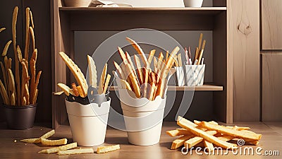 Innovative Delight French Fry Holder for National French Fry Day.AI Generated Stock Photo