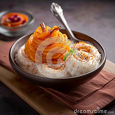 Innovative delight Jalebi Ice Cream, combining Indian sweetness with coolness Stock Photo