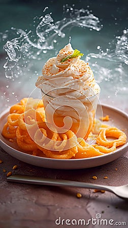 Innovative delight Jalebi Ice Cream, combining Indian sweetness with coolness Stock Photo