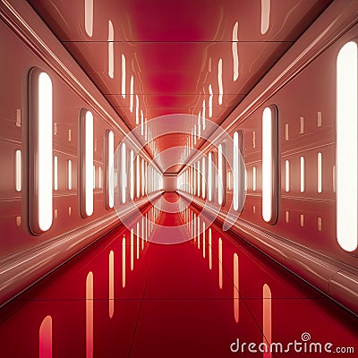 innovative futuristic room adorned with bright, colorful lights, with copy space Stock Photo