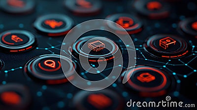 Innovative Interactive Screen Displaying Various Stages of Order Processing in Technological Setup Stock Photo