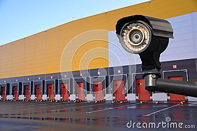 Innovative logistics center. security. monitoring the storage of products, goods Stock Photo