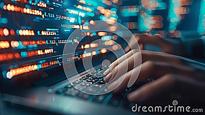 Innovative programmers working on coding for cutting edge application development project Stock Photo