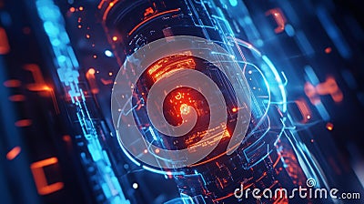 Innovative quantum computing core processing data in futuristic server room Stock Photo