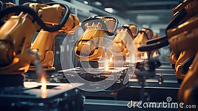 Innovative Robotics Streamlining Future Factory Production. Generative ai Cartoon Illustration