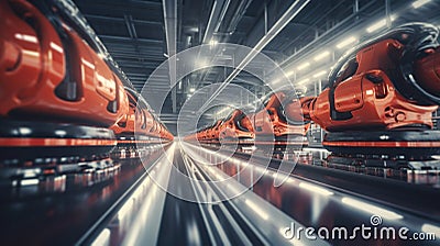 Innovative Robotics Streamlining Future Factory Production. Generative ai Cartoon Illustration
