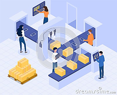 Innovative smart machinery industry 4.0 concept Vector Illustration