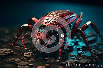 Innovative Software bug robot. Generate Ai Stock Photo