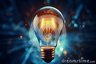 Innovative tech empowers, lighting creative ideas with shining bulb brilliance Stock Photo