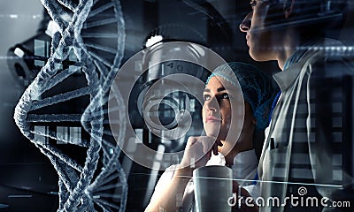 Innovative technologies in science and medicine. Mixed media . Mixed media Stock Photo