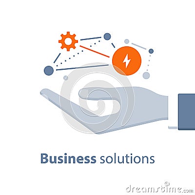 Innovative technology, business solutions, start up concept, marketing strategy, system development Vector Illustration