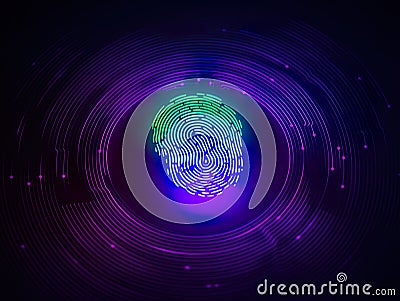 Innovative world of biometric security with our fingerprint tech background concept. Stock Photo