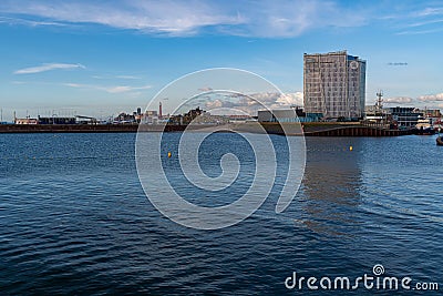 Inntel hotel standing at the entrance of Scheveningen harbor Editorial Stock Photo