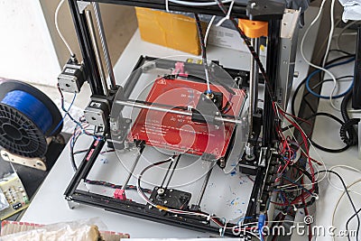 the inovative 3d printer, creating details and models in scientific laboratory Stock Photo