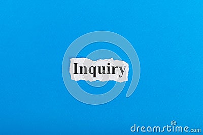 Inquiry text on paper. Word Inquiry on torn paper. Concept Image Stock Photo