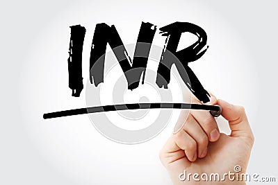 INR - International Normalized Ratio acronym with marker, medical concept background Stock Photo