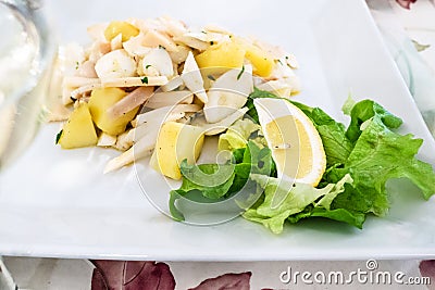 insalata di Polpo (salad with octopus) close up Stock Photo