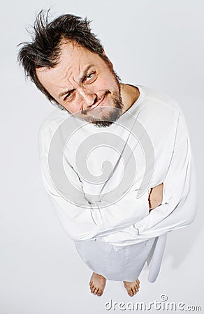Insane man in strait-jacket Stock Photo