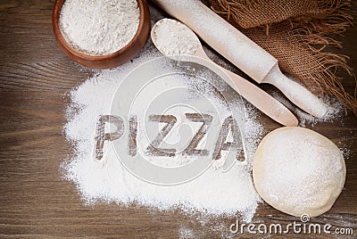 The inscription on the board Pizza Stock Photo