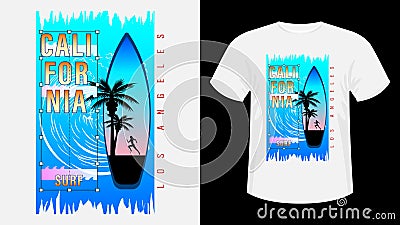 California Surf print t-shirt. Vector Illustration