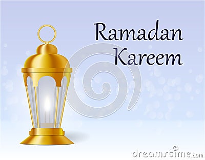 The inscription on the card is Ramadan Kareem. Lantern in oriental style. illustration Vector Illustration