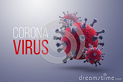 The inscription coronavirus on the background of the image of the virus, epidemic 2019-2020. China infection concept Stock Photo
