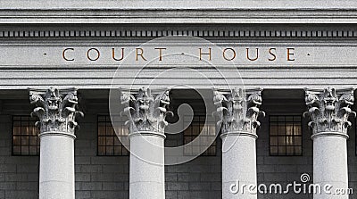 Inscription on the courthouse Stock Photo