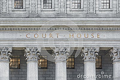 Inscription on the courthouse Stock Photo