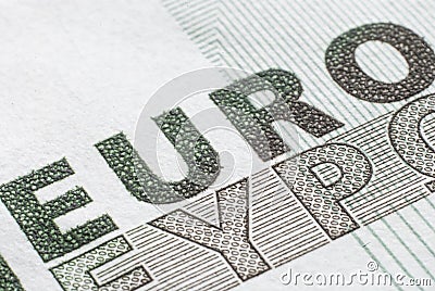 The inscription `euro` close-up Stock Photo